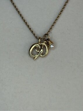 Christian Dior Vintage “CD"with drop pearl Necklace